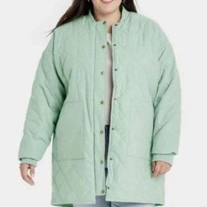 Universal Thread Quilted Jacket Green Plus Size Spring NEW